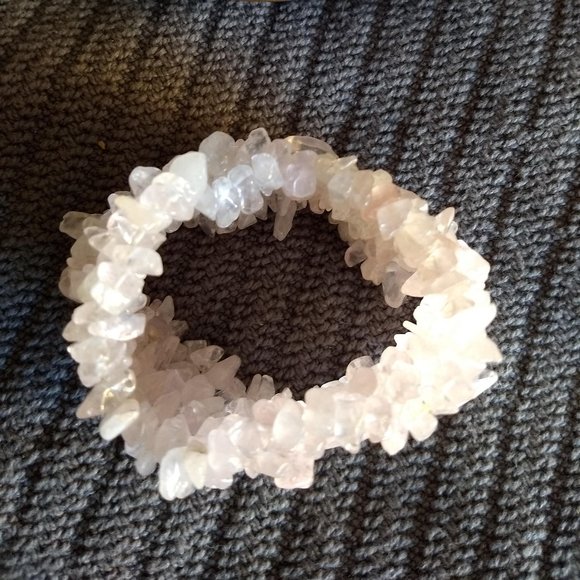 vintage y2k 00s hand made pink quartz stretchy bracelet (#2) - Picture 6 of 7